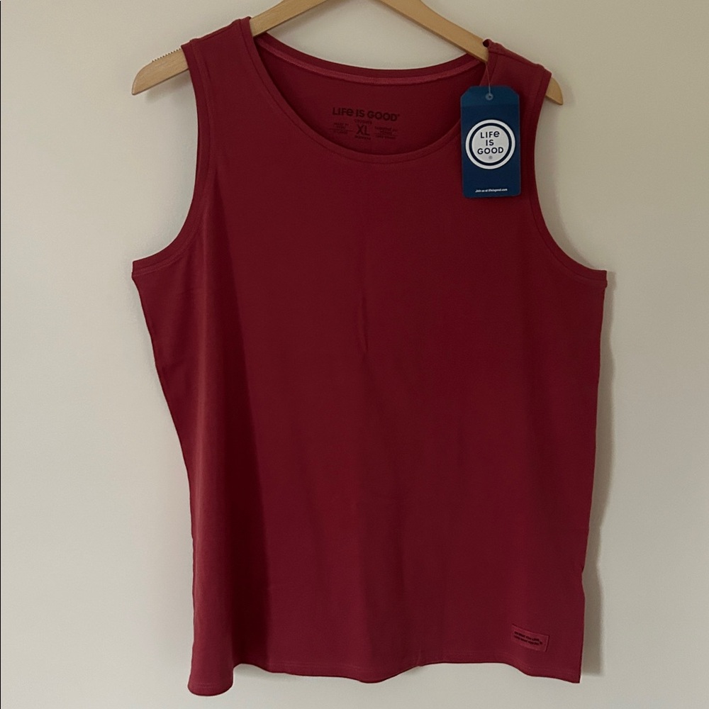 Life Is Good Brand Brushed Red Sleeveless Top
